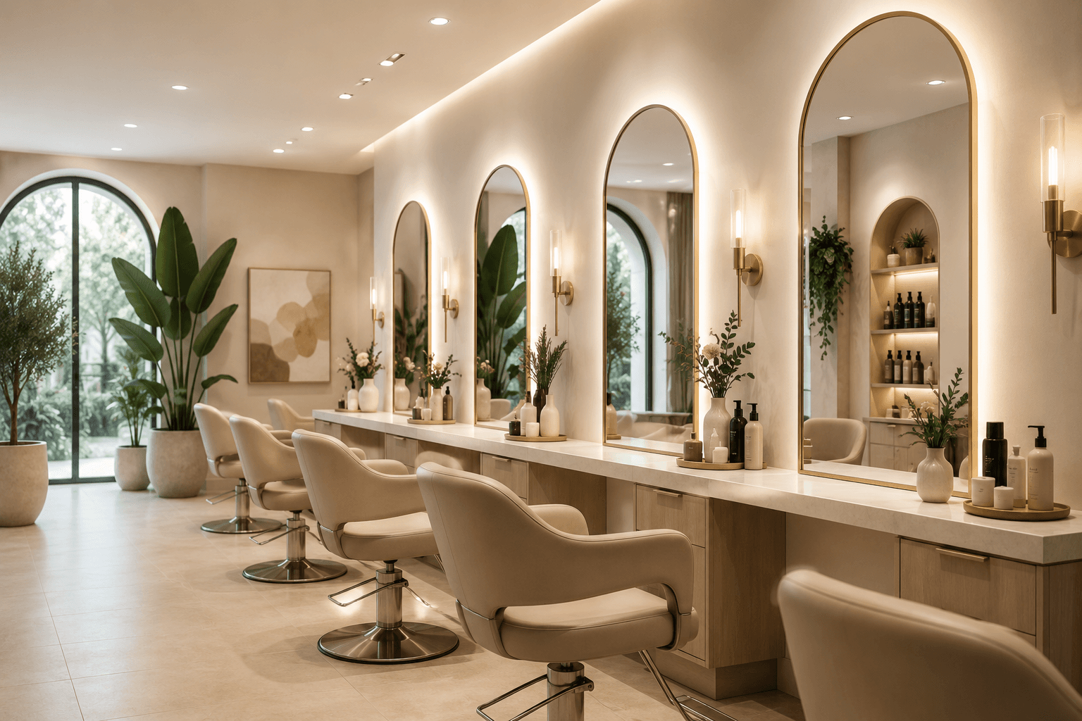 Bright beauty salon storefront